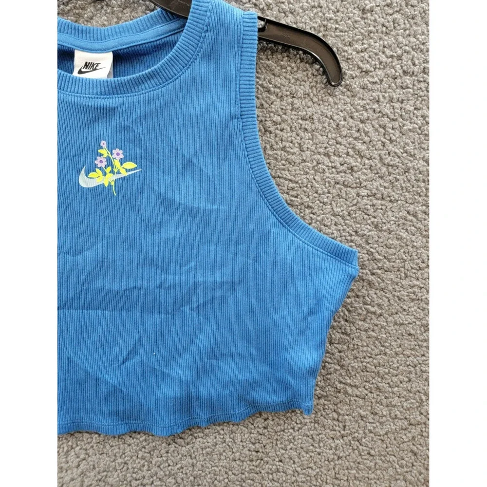 Nike Sportswear Essentials Ribbed Crop Tank Top Women's L Star Blue Pullover - Picture 4 of 15